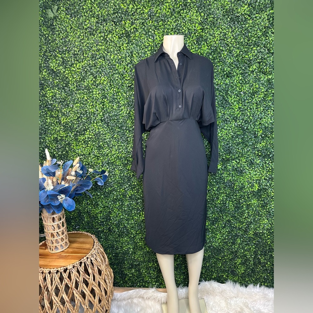 Nwot Half Button Down Express Black Portofino Lon… - image 5